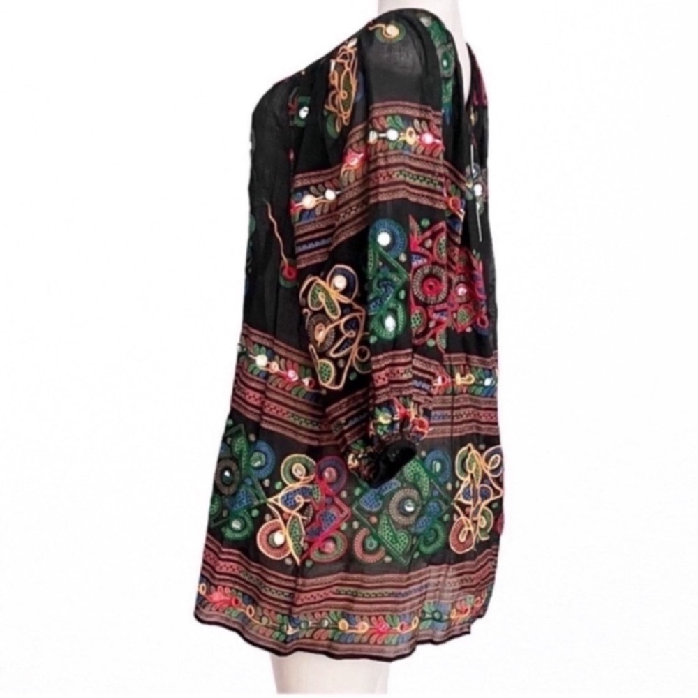 RARE NWT Juliet Dunn London Black Embroidered Mini Kaftan Dress Mirror Beach S - Picture 11 of 14